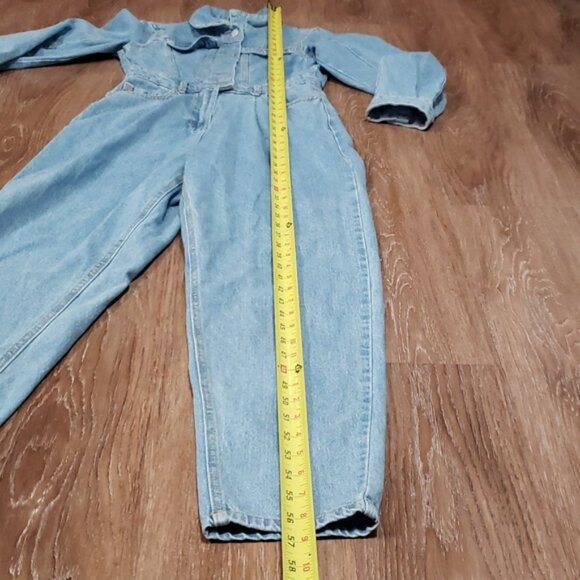 (XS) SHEIN Full Length Denim Jumpsuit Coveralls Farmhouse Outdoors Lightwash - Picture 3 of 13